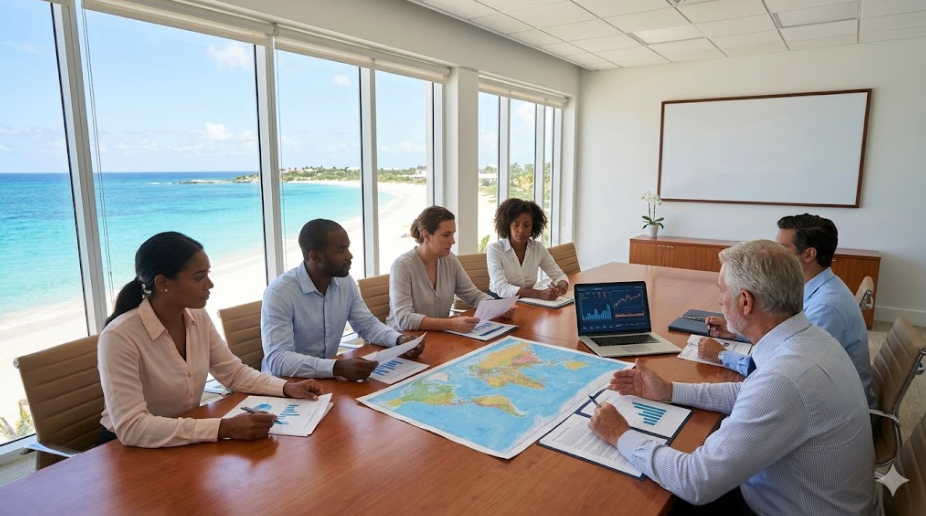 Offshore Banking Offshore Banking consultation in Anguilla with international entrepreneurs reviewing global banking strategy at First Anguilla Trust Company Limited